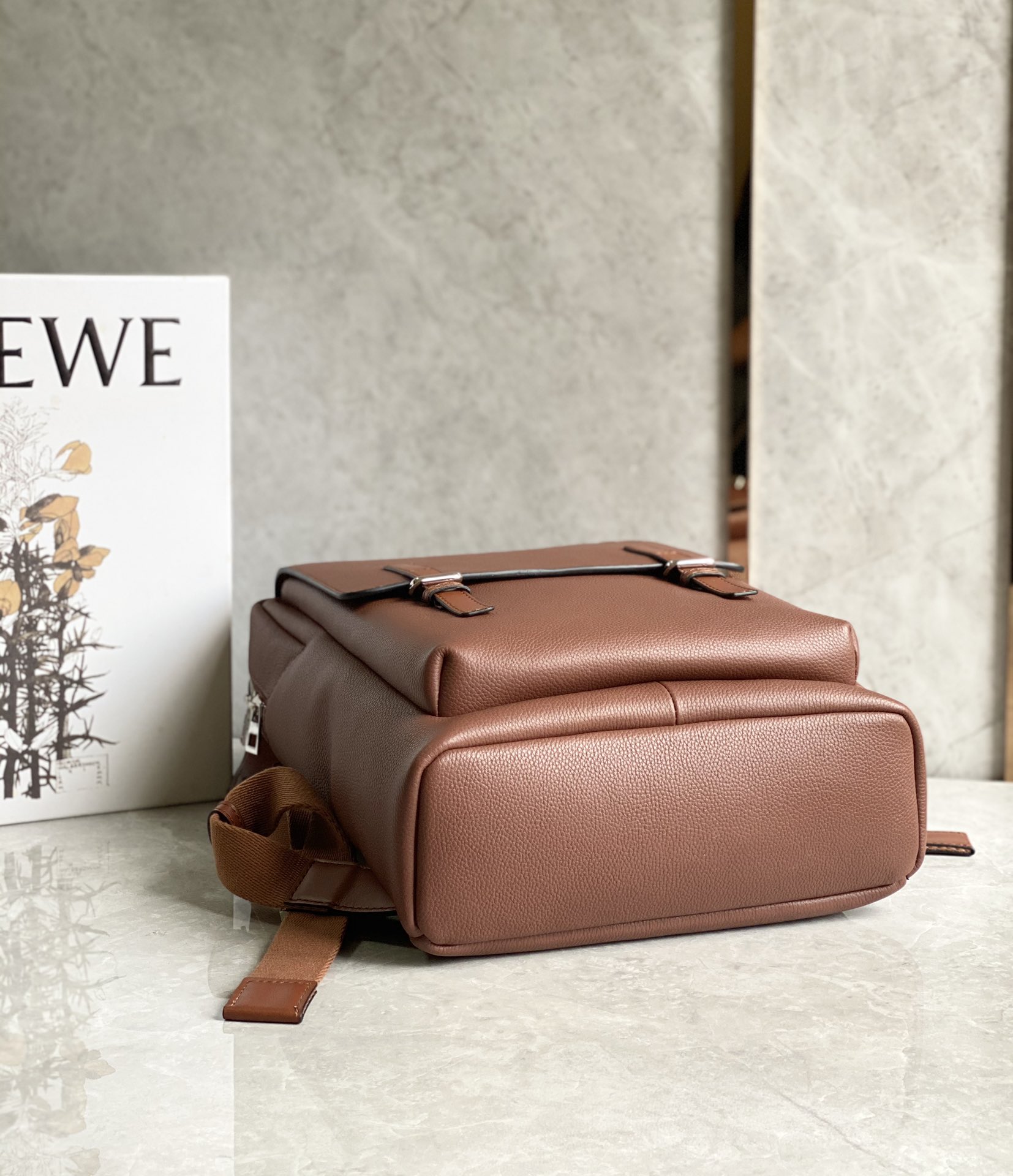 Loewe Military Backpack in Soft Grained Calfskin Sand Pink